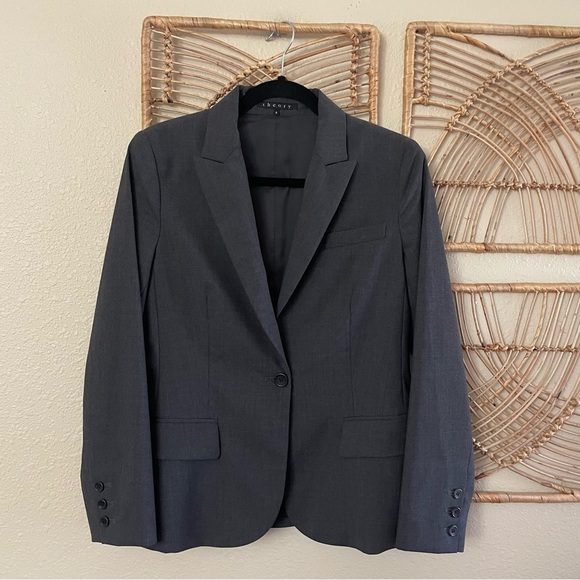 Theory Wool Blend 1 Button Blazer 3 Button Cuffs Lined Style 80001199 B18 Women - Picture 1 of 13